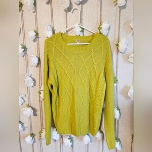 True Craft Lime Green Cable Knit Sweater